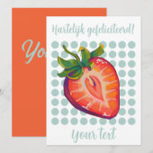 Hartelijk gefeliciteerd aardbei feiertagskarte (Vorne/Hinten)