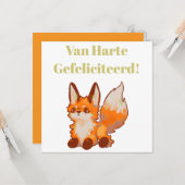 Hartelijk gefeliciteerd! Fox, vosje Karte (Vorderseite/Rückseite Beispiel)