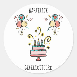 Hartelijk Gefeliciteerd   Happy Birthday Runder Aufkleber