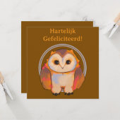 Hartelijk gefeliciteerd, sweet owl karte (Vorderseite/Rückseite Beispiel)