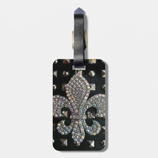 "HARTER FELSEN-" SCHWARZ-"LILIEN-IMITAT VERZIERTER GEPÄCKANHÄNGER (Rückseite vertikal)