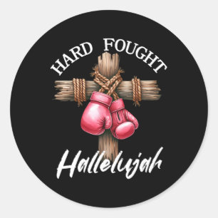 Harter Kampf Hallelujah Boxing Gloves Gott Glaube Runder Aufkleber