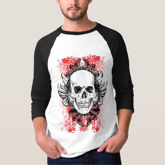 Harter Schlagmann-Schmutz-Schädel3/4 Raglan T-Shirt (Vorderseite)