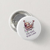 Hartes Nickerchen Faultier Button (Vorne & Hinten)