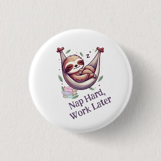 Hartes Nickerchen Faultier Button (Vorderseite)