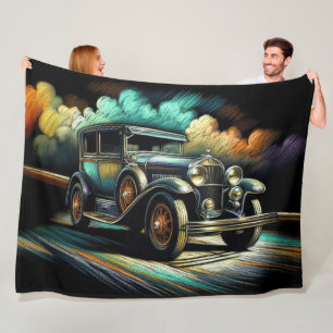 Hartes Pastell-Schwarz Antiques Auto Fleecedecke