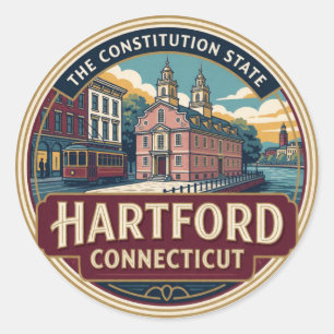 Hartford Connecticut Capital Historisches Reiseand Runder Aufkleber