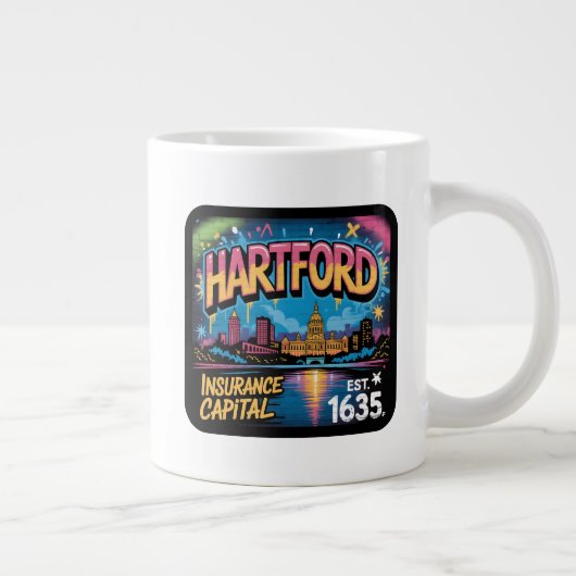 Hartford Connecticut Graffiti Mural Skyline Art Jumbo-Tasse (Rechts)