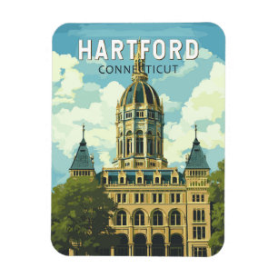 Hartford Connecticut Reise Kunst Vintage Magnet