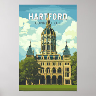Hartford Connecticut Reise Kunst Vintage Poster