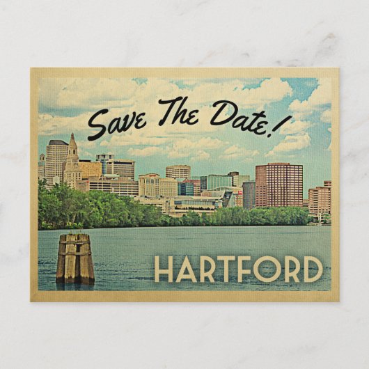 Hartford Connecticut Save the Date Vintag Ankündigungspostkarte (Vorderseite)