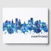 Hartford Connecticut Skyline Blue Gästebuch (Rückseite)