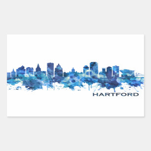 Hartford Connecticut Skyline Blue Rechteckiger Aufkleber