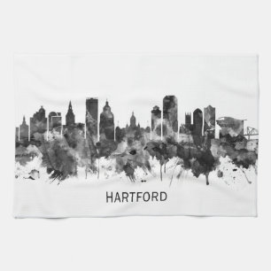 Hartford Connecticut Skyline BW Geschirrtuch