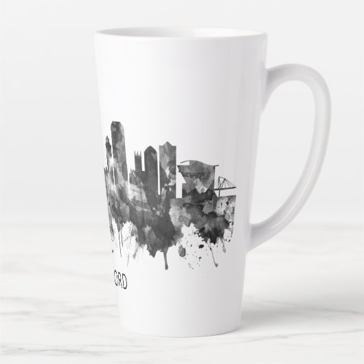 Hartford Connecticut Skyline BW Milchtasse (Rechts)