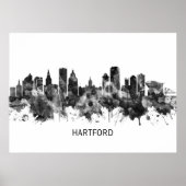 Hartford Connecticut Skyline BW Poster (Vorne)