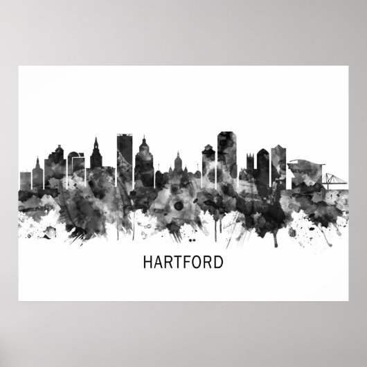 Hartford Connecticut Skyline BW Poster (Vorne)