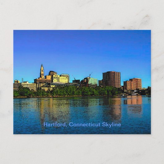 Hartford Connecticut Skyline Cartoon Postkarte (Vorderseite)