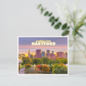 Hartford Connecticut Skyline Herbstlaub Grüße Postkarte (Stehend Vorderseite)