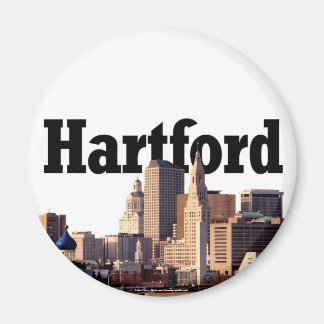 Hartford CT Skyline mit "Hartford" am Himmel Magnet