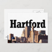Hartford CT Skyline mit "Hartford" am Himmel Postkarte (Vorne/Hinten)