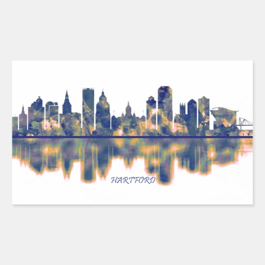 Hartford Skyline Rechteckiger Aufkleber (Vorderseite)