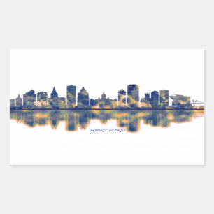 Hartford Skyline Rechteckiger Aufkleber