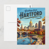 Hartford USA Postkarte (Vorne/Hinten)