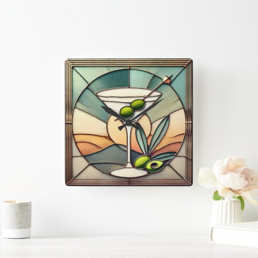 Hartglas 2 Mezquita Martini Quadratische Wanduhr (Zuhause)