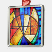 Hartglas Abstrakt 2 Ornament Aus Metall (Links)