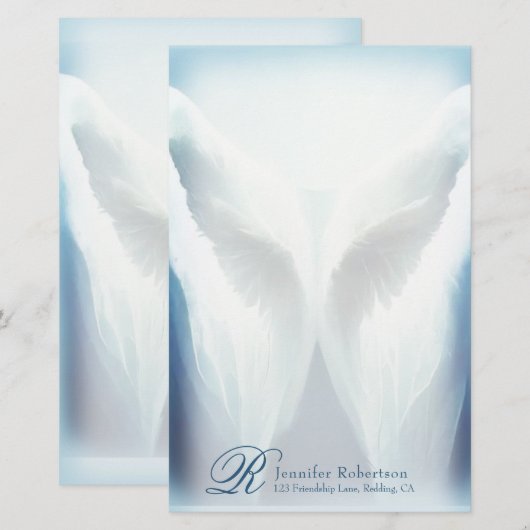 Hartglas Angel Monogram Stationierung Briefpapier (Vorne/Hinten)