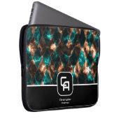 Hartglas Aqua Gold Monogram Laptopschutzhülle (Vorne Rechts)