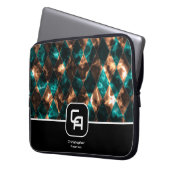 Hartglas Aqua Gold Monogram Laptopschutzhülle (Vorderseite Links)