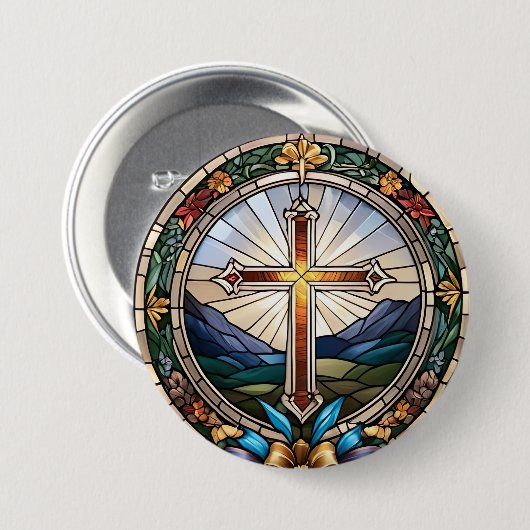 Hartglas aus Christlichem Heiligen Kreuz Button (Vorne & Hinten)