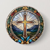 Hartglas aus Christlichem Heiligen Kreuz Button (Vorderseite)