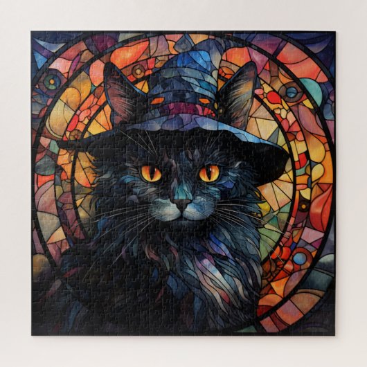 Hartglas Black Cat Puzzle (Vertikal)