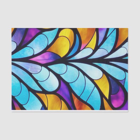 Hartglas Blau, Lila und Gelb Seidenpapier (Vorderseite)