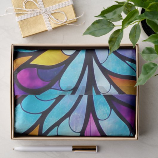 Hartglas Blau, Lila und Gelb Seidenpapier (Geschenk)