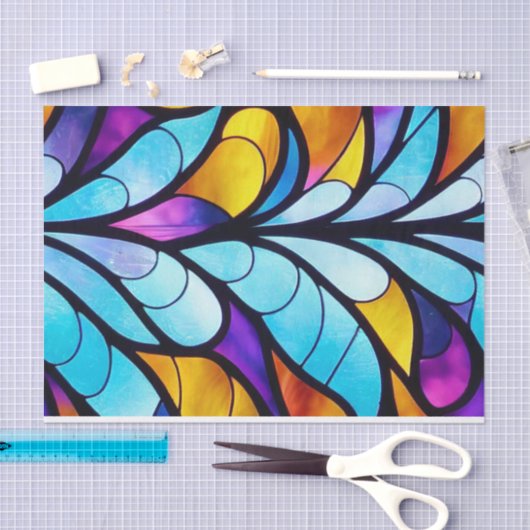 Hartglas Blau, Lila und Gelb Seidenpapier (Handwerk)