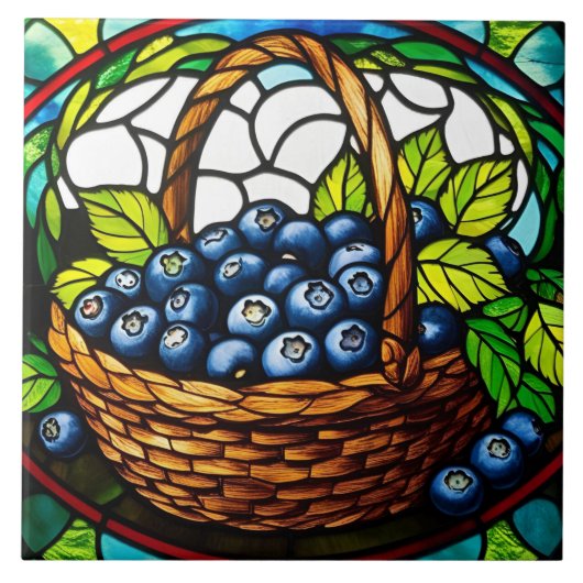 Hartglas Blueberry Basket Fliese (Vorderseite)