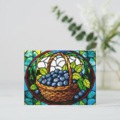 Hartglas Blueberry Basket Postkarte (Stehend Vorderseite)