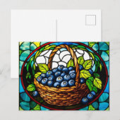 Hartglas Blueberry Basket Postkarte (Vorne/Hinten)