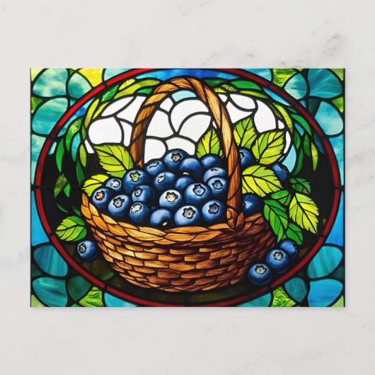 Hartglas Blueberry Basket Postkarte (Vorderseite)