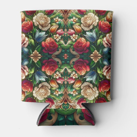 Hartglas-Blumendesign Dosenkühler (Vorderseite)