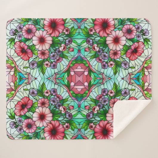 Hartglas-Blumendesign Sherpadecke (Vorderseite (Horizontal))