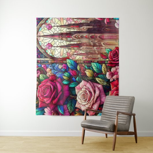 Hartglas-Blumendesign Wandteppich (Beispiel)