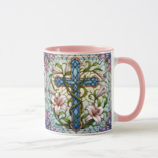 Hartglas-Blumenkreuz Tasse (Rechts)
