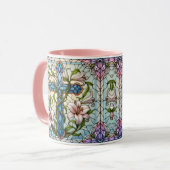 Hartglas-Blumenkreuz Tasse (Vorderseite Links)