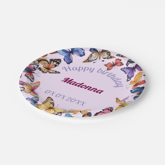 Hartglas-Butterfly 2 Pappteller (Schrägansicht)