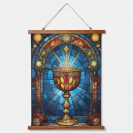 Hartglas Christlich-katholischer Heiliger Gral Wandteppich Mit Holzrahmen